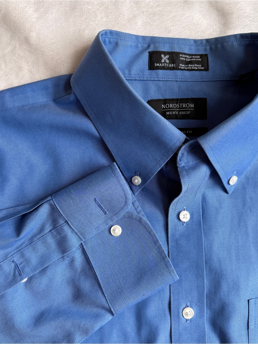 Nordstrom Men's Solid Blue Button-Down Dress Shirt